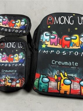 Kids Black 'Among Us' Crewmate Backpack Set - Multi-Color Characters